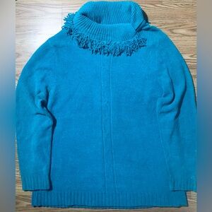Knit & Pearl Blue / Teal Cozy Turtleneck Sweater Heavy Acrylic Knit XXL